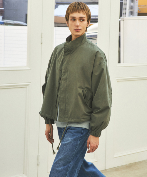 90s Classic Fishtail Short Night Jacket_Khaki (WC25-OT01)