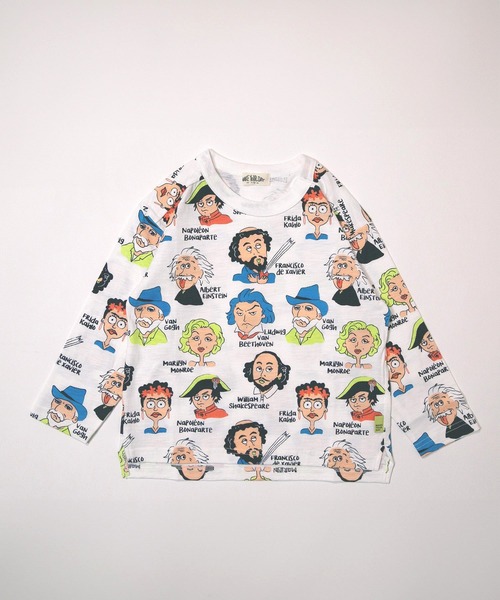 MAKE YOUR DAY（メイクユアデイ）の「コミックえらい人総柄長袖Tシャツ■80～140cm（Tシャツ/カットソー・キッズ・アイボリー/オフホワイト・80/90/100/110/120/130/140）」の4枚目の写真