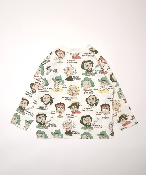 MAKE YOUR DAY（メイクユアデイ）の「コミックえらい人総柄長袖Tシャツ■80～140cm（Tシャツ/カットソー・キッズ・アイボリー/オフホワイト・80/90/100/110/120/130/140）」の5枚目の写真