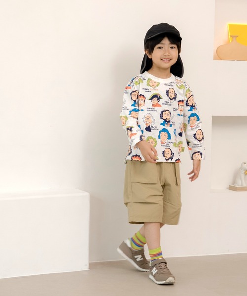 MAKE YOUR DAY（メイクユアデイ）の「コミックえらい人総柄長袖Tシャツ■80～140cm（Tシャツ/カットソー・キッズ・アイボリー/オフホワイト・80/90/100/110/120/130/140）」の12枚目の写真