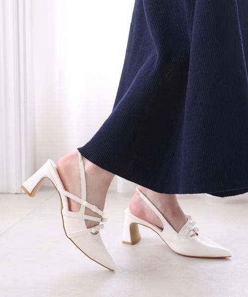 one after another NICE CLAUP(ワンアフターアナザーナイスクラップ)の「リボンミュールサンダル(サンダル・レディース・アイボリー/ライトピンク/ブラック・M/S/L)」の5枚目の写真