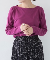 LARU（ラルー）の「コットンフライスボートネックロングスリーブシャツ（Tシャツ/カットソー）」