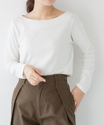 SVEC（シュベック）の「LARU / コットンフライスボートネックロングスリーブシャツ（Tシャツ/カットソー）」