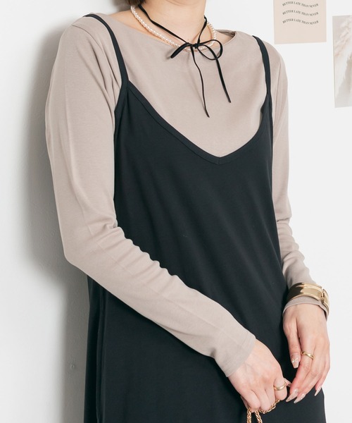 LARU(ラルー)の「コットンフライスボートネックロングスリーブシャツ(Tシャツ/カットソー・レディース・カーキ/パープル系その他/グレー系その他/ブラック/ホワイト/杢グレー/チャコールグレー/グレー系その他2・L/M)」の13枚目の写真