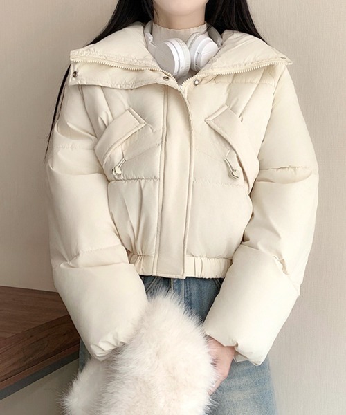 クロップド丈×フェイクファー付きジャケット（ダウンジャケット/コート