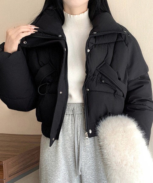 クロップド丈×フェイクファー付きジャケット（ダウンジャケット/コート