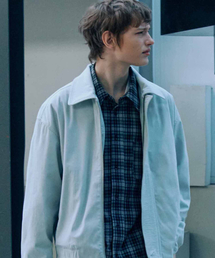 PLACESTUDIOMAN（プレイススタジオメンズ）の「Corduroy Varsity Harrington Casual Collar Work Zip-Up Blue Jacket Jumper [White]（MA-1）」