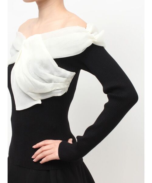 RESEXXY（リゼクシー）の「フロントリボンリブニットトップス（ニット/セーター・レディース・オレンジ/ブラック/アイボリー・FREE）」の10枚目の写真