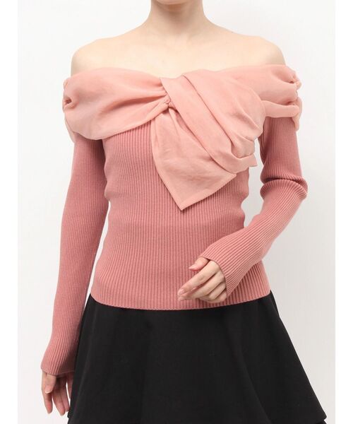 RESEXXY（リゼクシー）の「フロントリボンリブニットトップス（ニット/セーター・レディース・オレンジ/ブラック/アイボリー・FREE）」の19枚目の写真