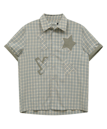 WaiKei | YK スターアップリケチェック半袖シャツミント(シャツ/ブラウス)