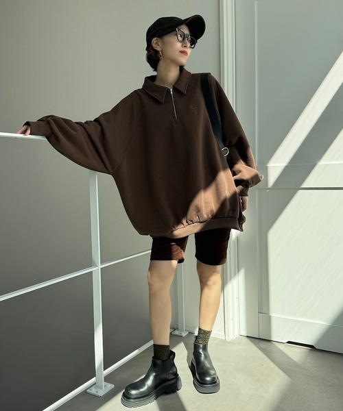CFT.(シフト)の「CFT.ロゴハーフスウェット(スウェット・レディース・ブラウン/ブラック×ホワイト/ブラック×ブラック・FREE)」の12枚目の写真