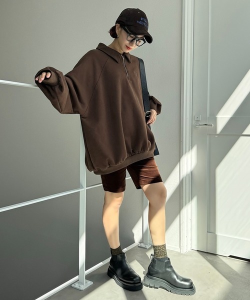CFT.(シフト)の「CFT.ロゴハーフスウェット(スウェット・レディース・ブラウン/ブラック×ホワイト/ブラック×ブラック・FREE)」の14枚目の写真