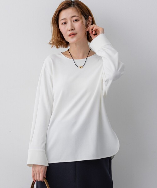 23区 L(ニジュウサンクオオキイサイズ)の「バックボタン TEEブラウス(シャツ/ブラウス・レディース・ピンク系/ホワイト系/ネイビー系・46/44/48)」の1枚目の写真