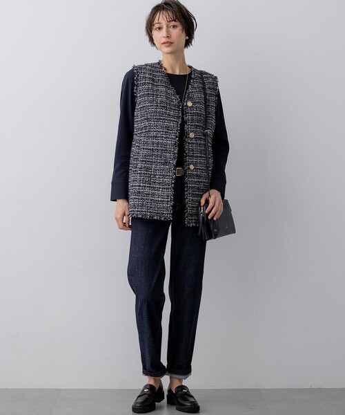 23区 L(ニジュウサンクオオキイサイズ)の「バックボタン TEEブラウス(シャツ/ブラウス・レディース・ピンク系/ホワイト系/ネイビー系・46/44/48)」の11枚目の写真