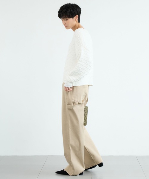 BARNYARDSTORM（バンヤードストーム）の「BARNYARDSTORM / Vネックポコポコニット / ハンドウォッシャブル（ニット/セーター・レディース・グリーン/ホワイト・FREE）」の6枚目の写真