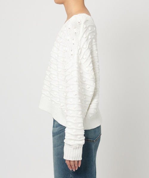 BARNYARDSTORM（バンヤードストーム）の「BARNYARDSTORM / Vネックポコポコニット / ハンドウォッシャブル（ニット/セーター・レディース・グリーン/ホワイト・FREE）」の12枚目の写真