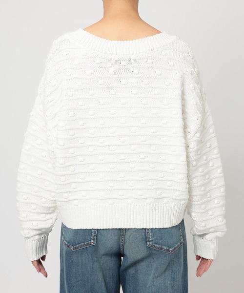 BARNYARDSTORM（バンヤードストーム）の「BARNYARDSTORM / Vネックポコポコニット / ハンドウォッシャブル（ニット/セーター・レディース・グリーン/ホワイト・FREE）」の13枚目の写真