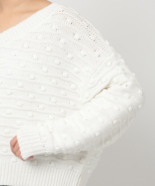 BARNYARDSTORM（バンヤードストーム）の「BARNYARDSTORM / Vネックポコポコニット / ハンドウォッシャブル（ニット/セーター・レディース・グリーン/ホワイト・FREE）」の16枚目の写真