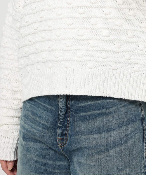 BARNYARDSTORM（バンヤードストーム）の「BARNYARDSTORM / Vネックポコポコニット / ハンドウォッシャブル（ニット/セーター・レディース・グリーン/ホワイト・FREE）」の17枚目の写真