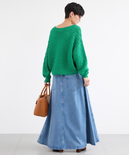 BARNYARDSTORM（バンヤードストーム）の「BARNYARDSTORM / Vネックポコポコニット / ハンドウォッシャブル（ニット/セーター・レディース・グリーン/ホワイト・FREE）」の10枚目の写真