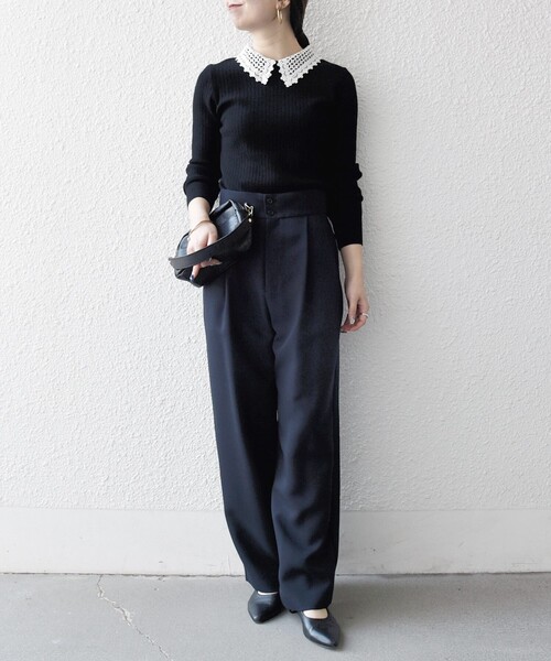 SHIPS any:〈洗濯機可能〉ダブルクロス タック ストレート パンツ