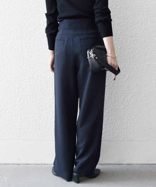 SHIPS any:〈洗濯機可能〉ダブルクロス タック ストレート パンツ