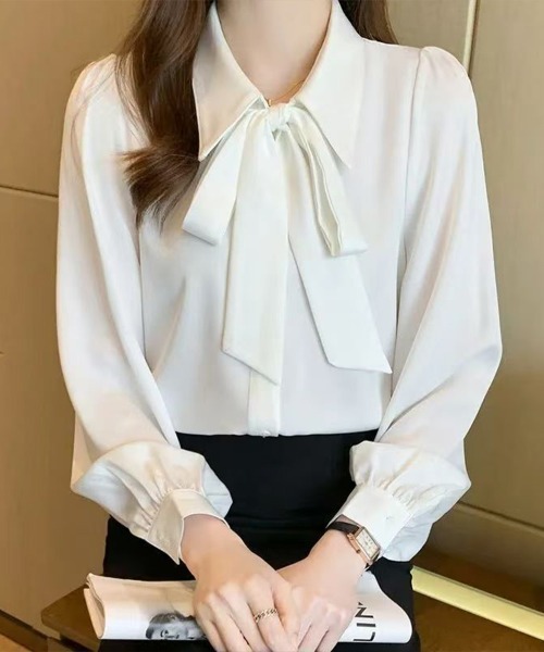 Flugge(フラッジー)の「ビッグリボンブラウス(シャツ/ブラウス・レディース・ブルー/ホワイト・MEDIUM/LARGE)」の11枚目の写真