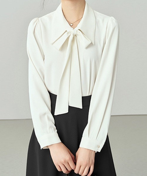 Flugge(フラッジー)の「ビッグリボンブラウス(シャツ/ブラウス・レディース・ブルー/ホワイト・MEDIUM/LARGE)」の12枚目の写真