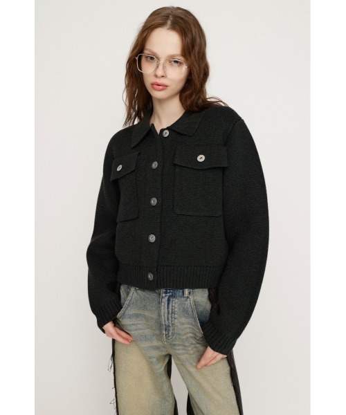SLY(スライ)の「FRONT BUTTON KNIT C/D フロントボタン ニット カーディガン 冬服 春服(カーディガン/ボレロ・レディース・キャメル/ダークグレー・FREE)」の3枚目の写真