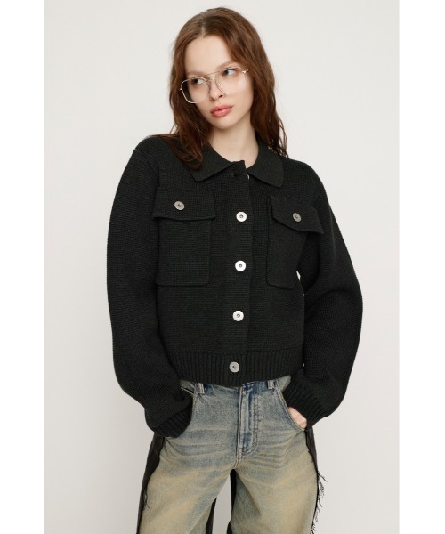 SLY(スライ)の「FRONT BUTTON KNIT C/D フロントボタン ニット カーディガン 冬服 春服(カーディガン/ボレロ・レディース・キャメル/ダークグレー・FREE)」の5枚目の写真