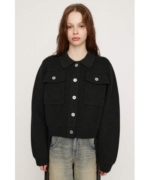 SLY(スライ)の「FRONT BUTTON KNIT C/D フロントボタン ニット カーディガン 冬服 春服(カーディガン/ボレロ・レディース・キャメル/ダークグレー・FREE)」の6枚目の写真
