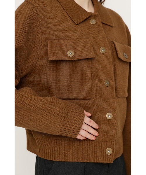 SLY(スライ)の「FRONT BUTTON KNIT C/D フロントボタン ニット カーディガン 冬服 春服(カーディガン/ボレロ・レディース・キャメル/ダークグレー・FREE)」の13枚目の写真