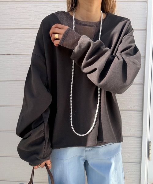 Q（キュー）の「ブークレダンボールディープVプルオーバー（Tシャツ/カットソー・レディース・ホワイト/チャコールグレー/ライム・MEDIUM）」の10枚目の写真