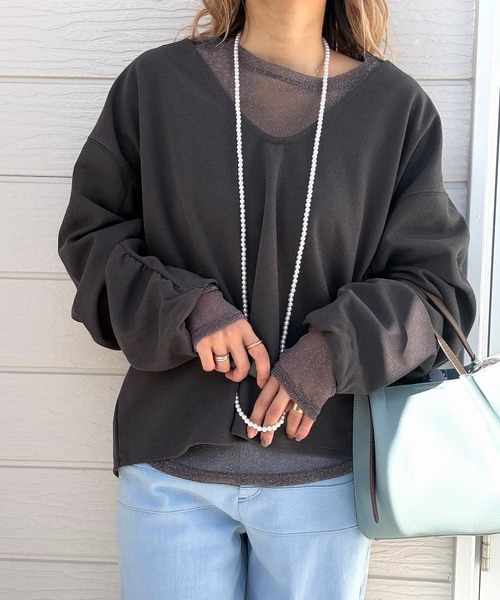 Q（キュー）の「ブークレダンボールディープVプルオーバー（Tシャツ/カットソー・レディース・ホワイト/チャコールグレー/ライム・MEDIUM）」の11枚目の写真