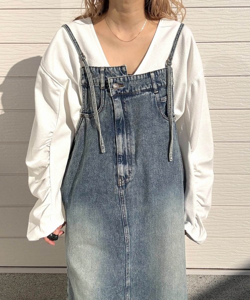 Q（キュー）の「ブークレダンボールディープVプルオーバー（Tシャツ/カットソー・レディース・ホワイト/チャコールグレー/ライム・MEDIUM）」の18枚目の写真