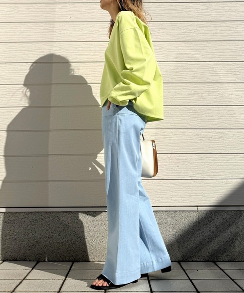 Q（キュー）の「ブークレダンボールディープVプルオーバー（Tシャツ/カットソー・レディース・ホワイト/チャコールグレー/ライム・MEDIUM）」の20枚目の写真