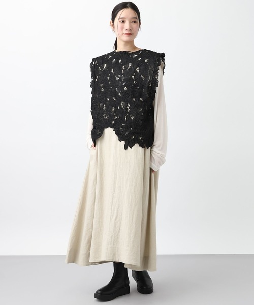 studio CLIP（スタディオクリップ）の「《natural by clip》華やかレースベスト（ベスト・レディース・ブラック/アイボリー・FREE）」の17枚目の写真