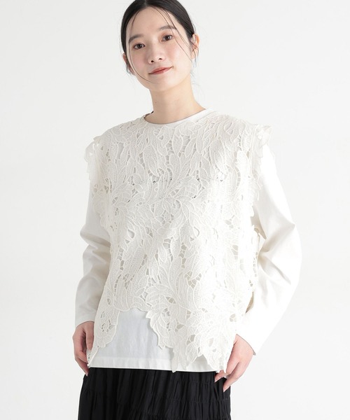 studio CLIP（スタディオクリップ）の「《natural by clip》華やかレースベスト（ベスト・レディース・ブラック/アイボリー・FREE）」の21枚目の写真