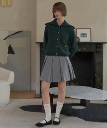 PLAYBOO（プレイブー）の「WOOL-LIKE PLEATED SKIRT W/INNER PANTS_Heather Grey（スカート）」