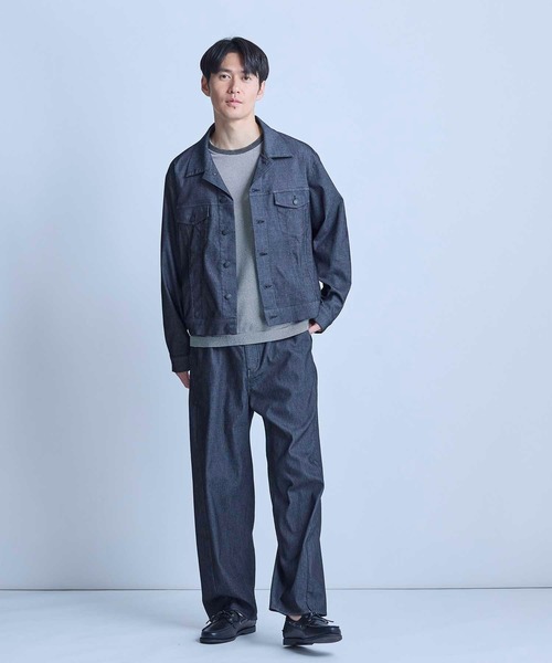 UNION STATION（ユニオンステーション）の「メッシュデニムカーブパンツ〈ストレッチ・軽量・ハンドウォッシャブル・通気性〉（デニムパンツ・メンズ・ネイビー/ブラック・L/M/S）」の13枚目の写真