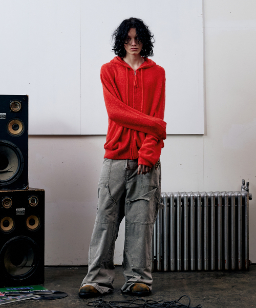 THEVINYLHOUSE(ザバイニルハウス)の「ROUND POCKET KNIT ZIP-UP RED(パーカー・メンズ・その他・S/M/L)」の4枚目の写真