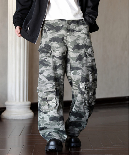 セール】【neos】ルーズシルエット 迷彩 カモフラージュ柄 カーゴ