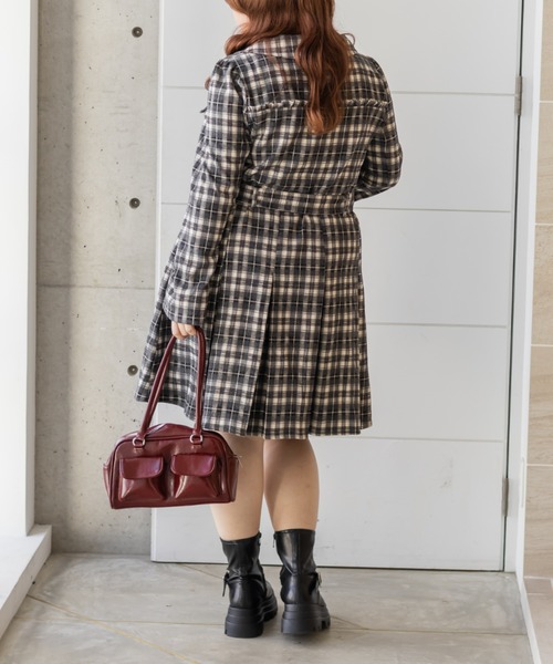 CLETTE(クレット)の「CLETTEオリジナルベルト付きボックスタックチェックミニワンピース(ワンピース・レディース・ネイビー/ブラック/ブラウン・3L/LL/4L)」の20枚目の写真