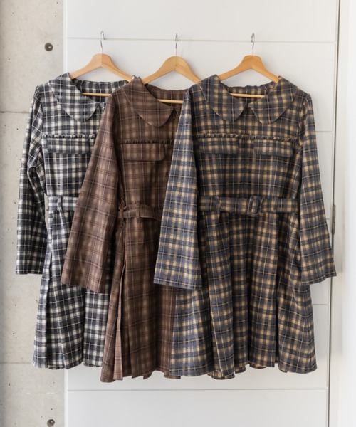 CLETTE(クレット)の「CLETTEオリジナルベルト付きボックスタックチェックミニワンピース(ワンピース・レディース・ネイビー/ブラック/ブラウン・3L/LL/4L)」の15枚目の写真
