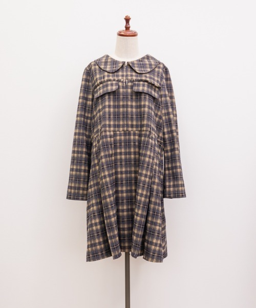 CLETTE(クレット)の「CLETTEオリジナルベルト付きボックスタックチェックミニワンピース(ワンピース・レディース・ネイビー/ブラック/ブラウン・3L/LL/4L)」の16枚目の写真