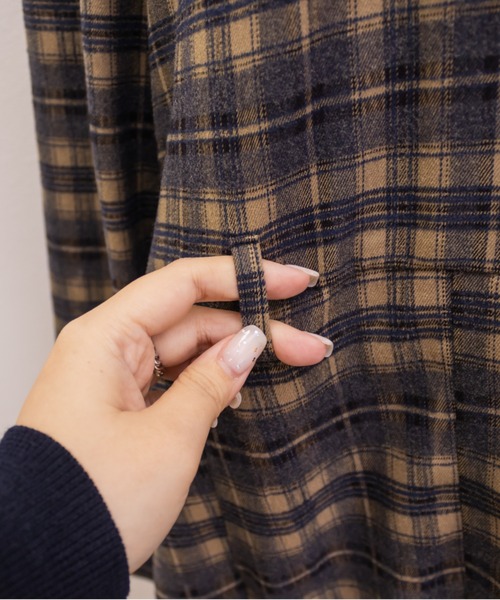CLETTE(クレット)の「CLETTEオリジナルベルト付きボックスタックチェックミニワンピース(ワンピース・レディース・ネイビー/ブラック/ブラウン・3L/LL/4L)」の9枚目の写真