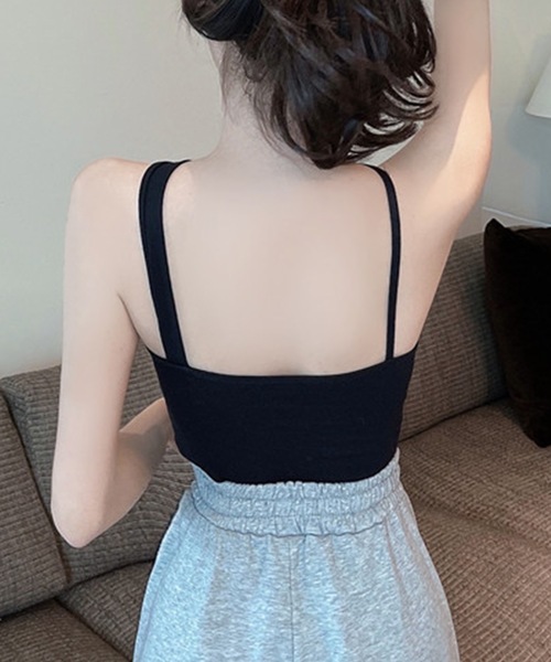 Lace Ladies(レースレディース)の「ソリッドカラー クロス ストラップ カップ付き タンクトップ(タンクトップ・レディース・ブラウン/ホワイト/ブルー/グレー/ブラック・FREE)」の7枚目の写真