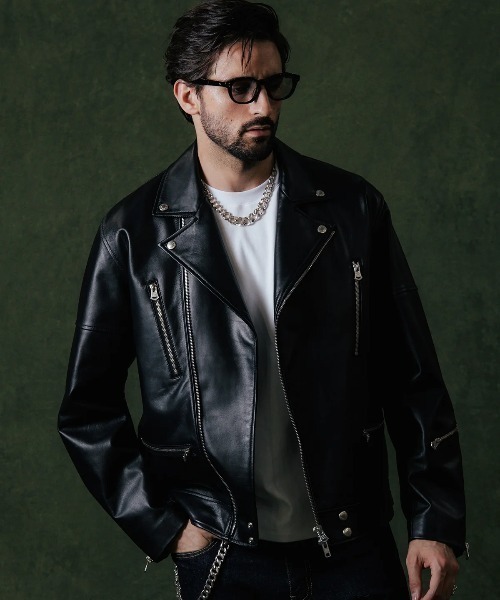 CRIMIE（クライミー）の「CRIMIE/クライミー/W BIKER SPANISH LAMB LEATHER JACKET/Wライダース スパニッシュラムレザー ジャケット（ライダースジャケット・メンズ・ブラック・M/XXL/XL/L）」の3枚目の写真