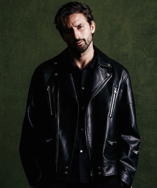 CRIMIE（クライミー）の「CRIMIE/クライミー/W BIKER SPANISH LAMB LEATHER JACKET/Wライダース スパニッシュラムレザー ジャケット（ライダースジャケット・メンズ・ブラック・M/XXL/XL/L）」の14枚目の写真