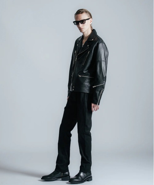 CRIMIE（クライミー）の「CRIMIE/クライミー/W BIKER SPANISH LAMB LEATHER JACKET/Wライダース スパニッシュラムレザー ジャケット（ライダースジャケット・メンズ・ブラック・M/XXL/XL/L）」の6枚目の写真
